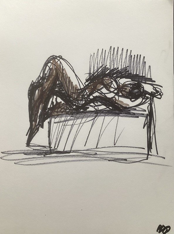 PDQ Artist Original Figurative Woman Abstract Expressive Marker Ink 9x12 Drawing gallery