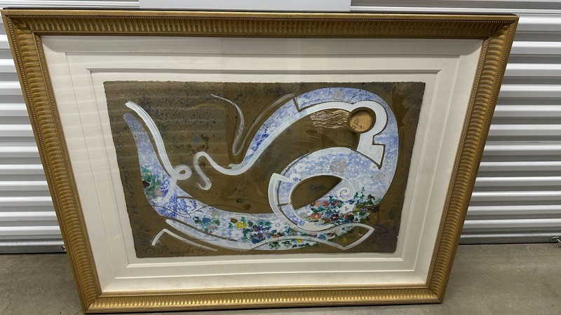 Orlando Agudelo Botero Large Acrylic Mixed Media Painting Signed Portrait Art