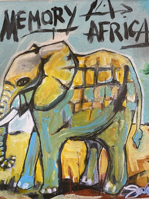 8”x10” Elephant In Africa, Signed By Artist, Original Acrylic Canvas, OOAK, COA. gallery