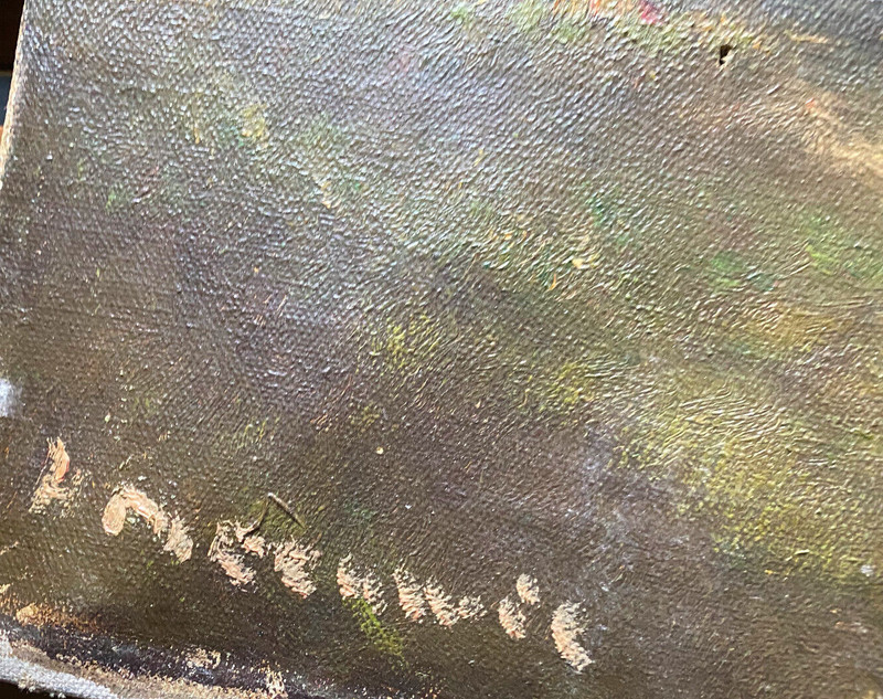 Oil Painting Undeutl. Sign 1900 Romantic Farm With Mill & Chickens gallery