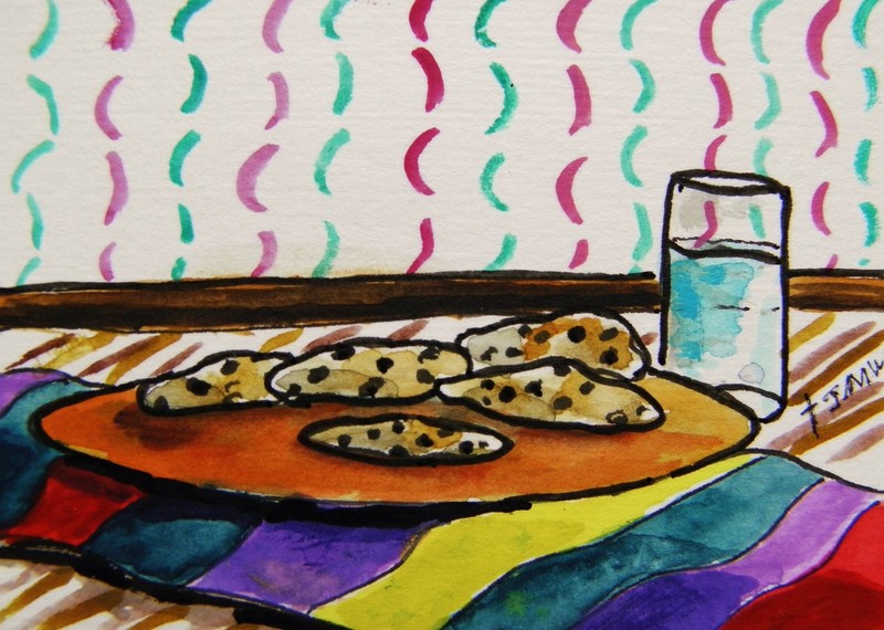 ORIGINAL ACEO Cookies Milk painting JMW art John Williams ATC Dessert