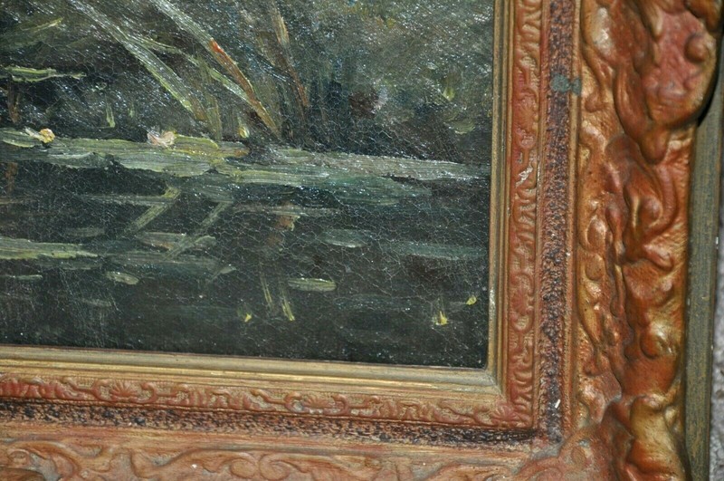 Powerful Antique American Ducks on Pond oil on Canvas gallery