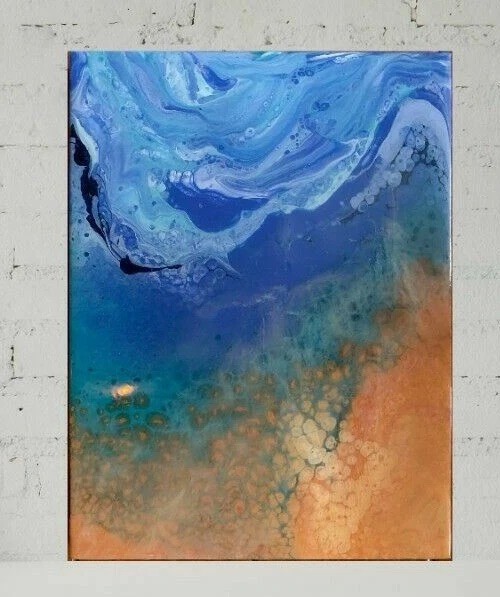 Original Resin Beach Abstract Art Wood Decor Signed Artist Tracy Eau Claire #14