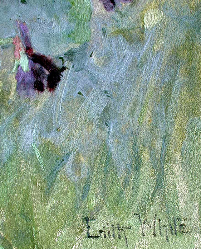 STILL LIFE SALE California Oil EDITH WHITE 'Field of Violets', 12" x 9" gallery