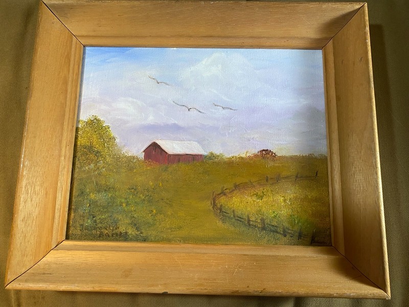 Jacquelyn Battle «Barn And Farm Landscape Scene» – Oil Painting – Signed/Framed