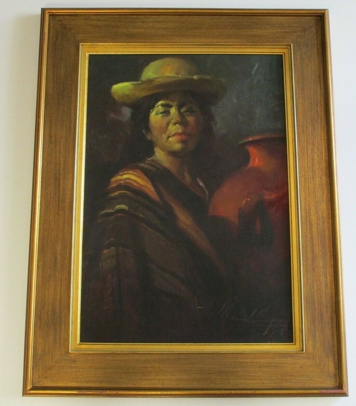 MORANDO LUGUE PAINTING FINEST PORTRAIT PAINTING WOMAN POT ICON ARGENTINA VINTAGE