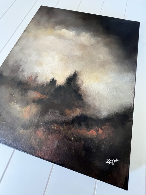 Original Abstract Landscape Painting 16x20 Canvas Modern Moody Tonalist gallery
