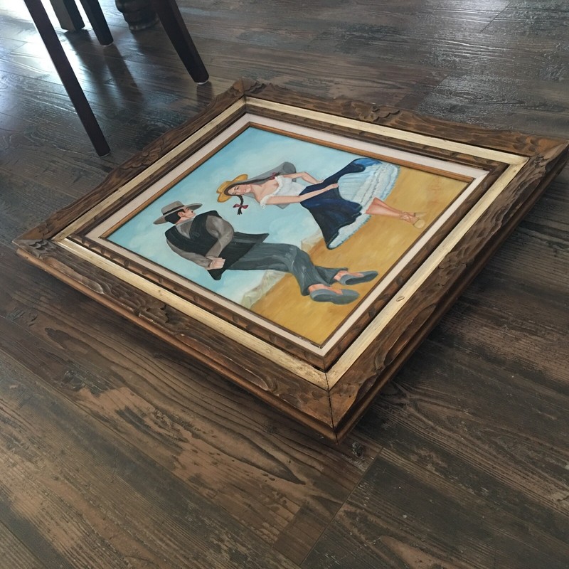 Original Oil Painting Signed Rodriguez, Vintage Folk Art Mexican Spanish Dancers gallery