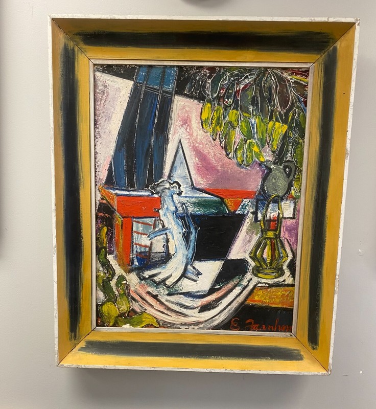 Emily Farnham Oil on Canvas Titled «Still Life with Autumn Leaves»