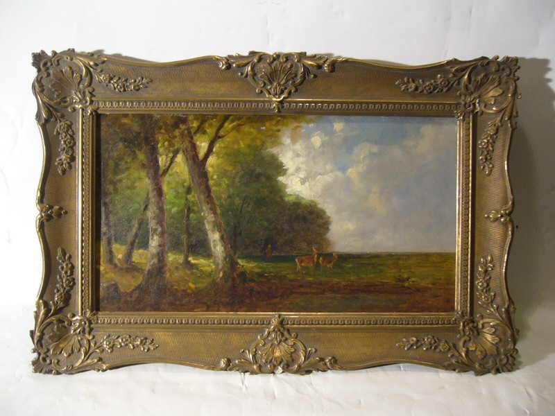 Munich School Heinrich Neppel: Hunting Deer Hunter Deer Amper near Dachau Isar WWII