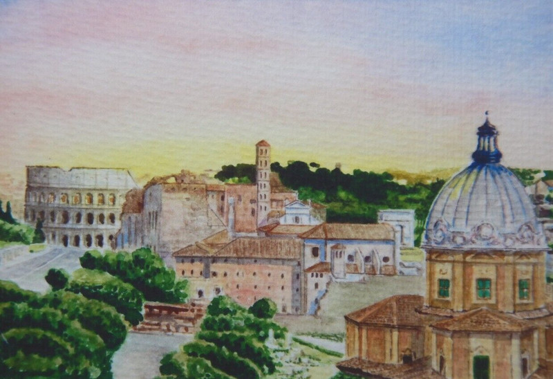 ITALIAN MINIATURE WATERCOLOUR PAINTING ROME SIGNED AND DATED 2010 P139