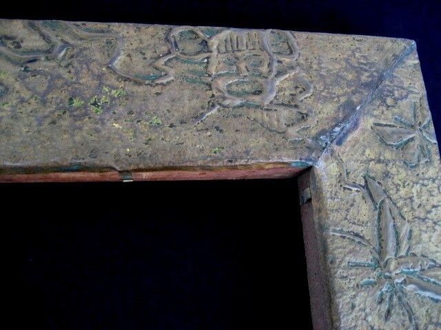 Antique 1920s Art & Crafts Nouveau Fairy Nymph Insect Copper Picture Frame