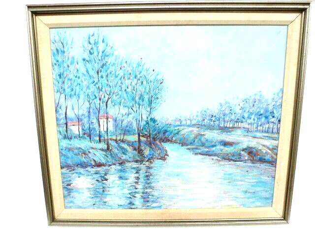 Oil Painting by Amayu. Great Impressionistic River Scene. On 20″ by 24″ canvas