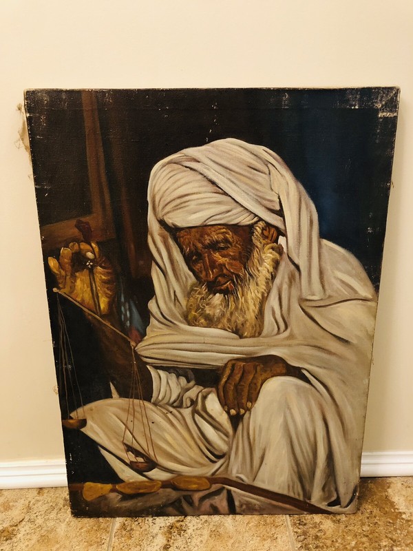 Original Painting Arabian Man Portrait Middle East Muslim Baghdad Iraq ￼