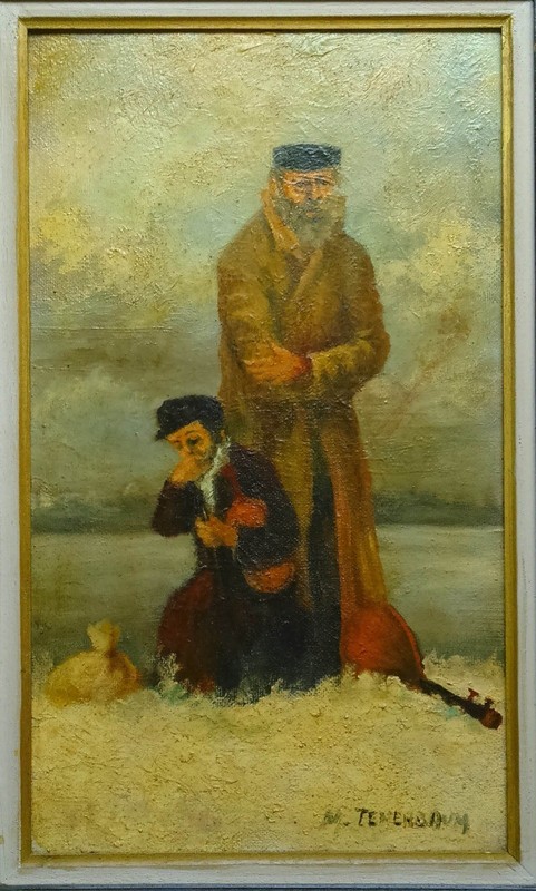 Old Tenenbaum BURNING SHTETL Oil Painting Judaica Jewish Europe Israel Art gallery