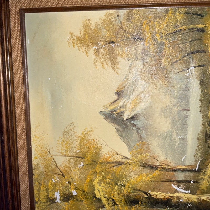 Everett Woodson Painting Oil Canvas Framed Signed Mountain Forest 28X24 Vintage gallery