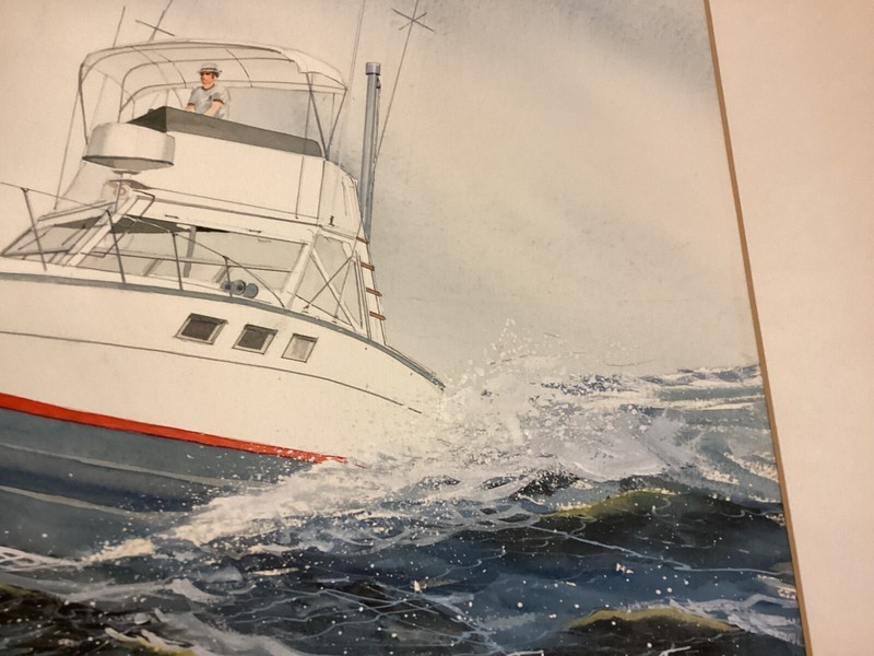 Connecticut Artist Steven Cryan Sport Boat Watercolor 1979 gallery