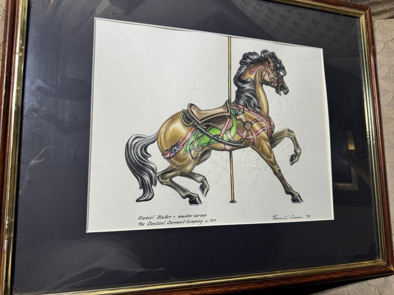 Superb Karen L Fraser "Carousel Horse" Watercolor Painting - Signed/Framed gallery