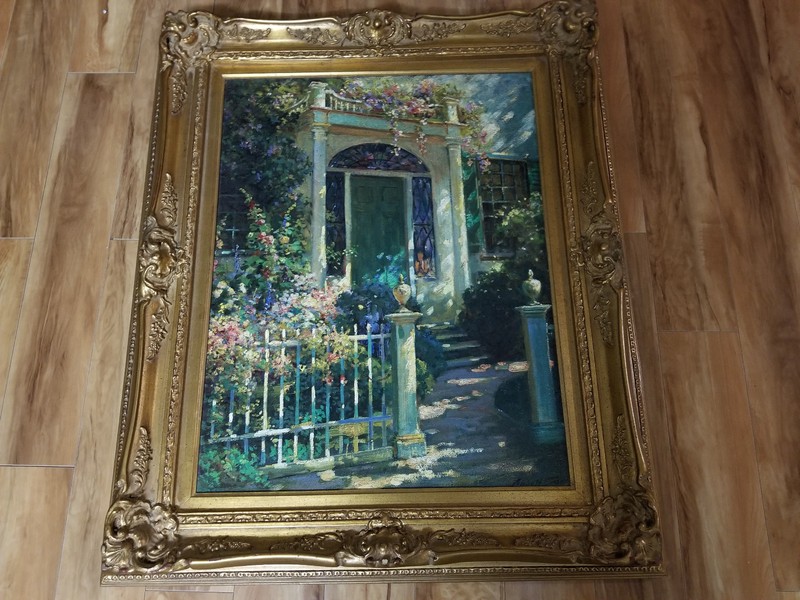 37 x31w Uttermost Compnay Custom frame with OIL painting, Eye catching painting gallery