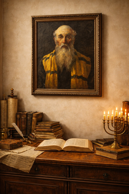Signed 1969 Portrait of a Rabbi 16 X 12 Unframed Painting