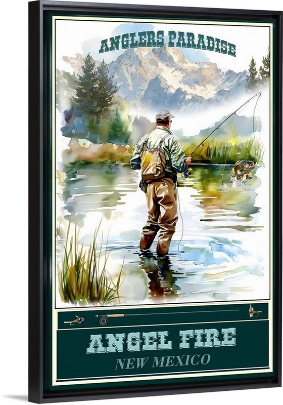 Angel Fire New Mexico Fly Fishing Travel Poster for Prints Framed or Canvas
