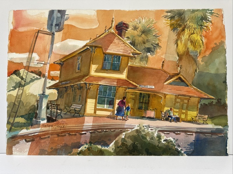 American Regionalism Landscape Painting Historic Landmark Train Station Railroad gallery