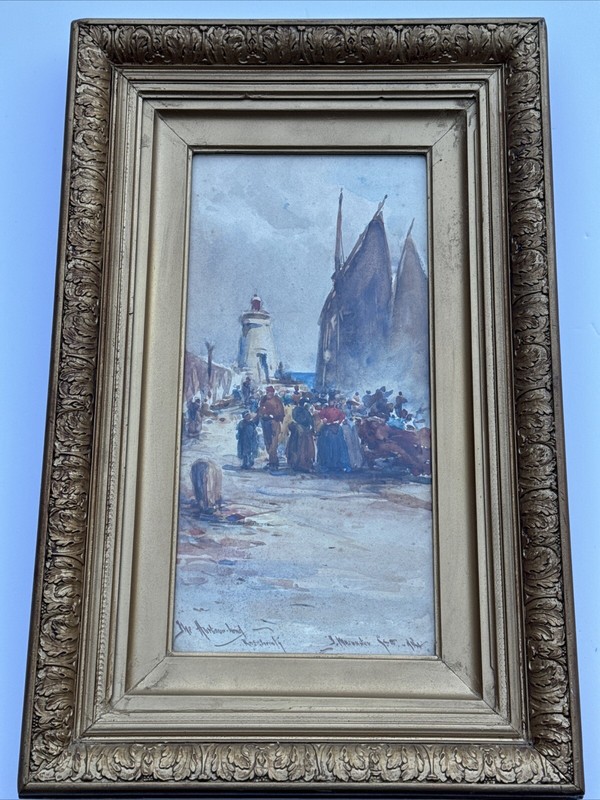 ANTIQUE PAINTING NAUTICAL COASTAL LISTED FAMOUS 1890'S JAMES MCMASTER MACMASTER gallery