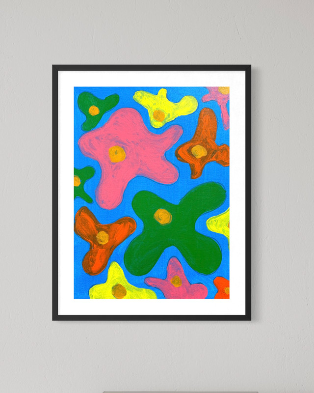 Original Flowers 12×16 Canvas Abstract Matisse Colorful Vibrant Kids Room Art