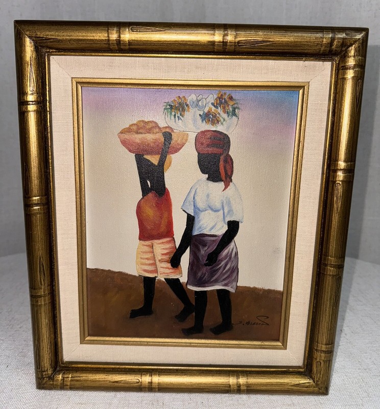Personal Preference African Art Oil Panting on Canvas Signed Framed Women