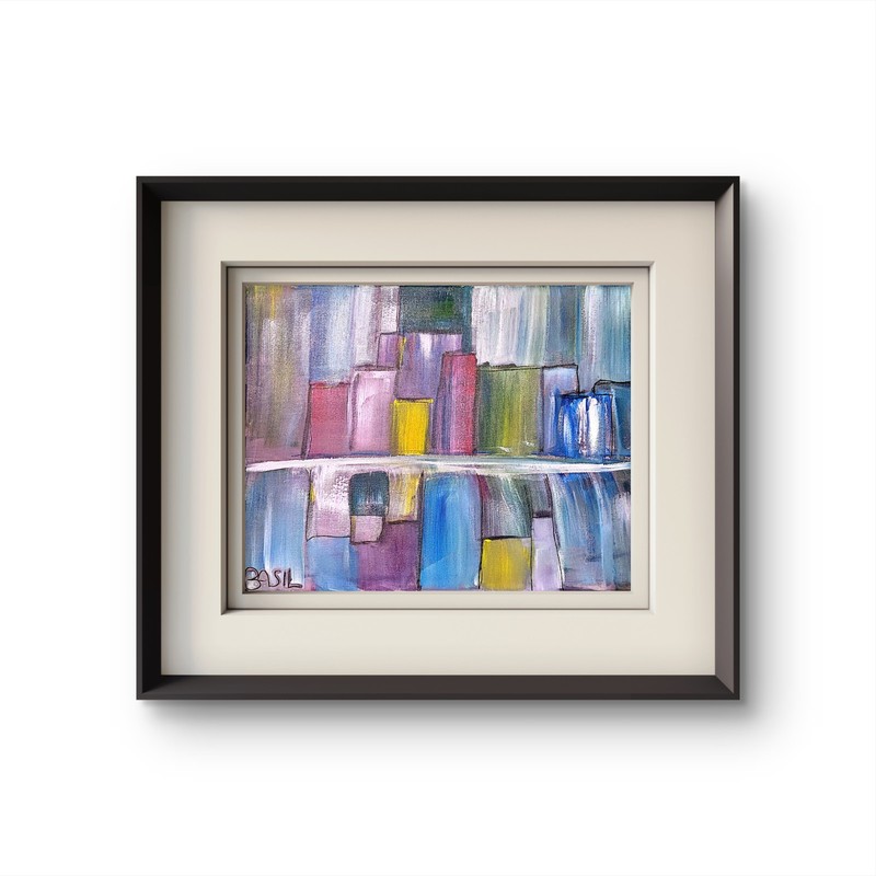 Urban Landscape Modern Expressionist Original Abstract Canvas 12x16 gallery