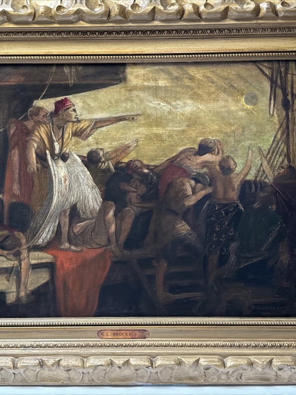 GERALD BROCKHURST PAINTING ECLIPSE SUN PEOPLE ANTIQUE FAMOUS LISTED NEW JERSEY gallery