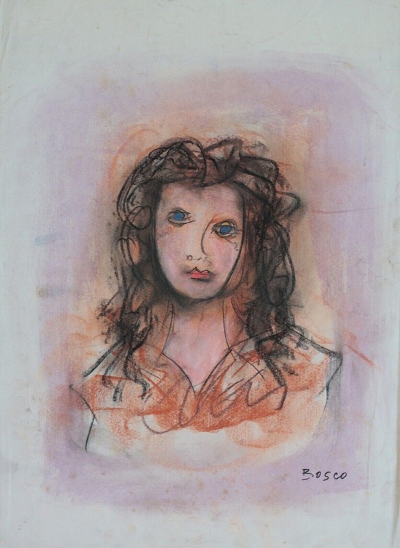 Pierre Bosco Rare Portrait of a Woman Framed Original French Modernist Painting
