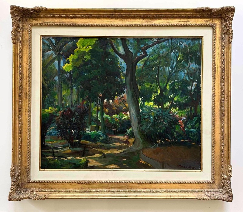 Francisco Vadillo -Venezuela Impressionist Lush Park Interior «Rincon Tranquilo»