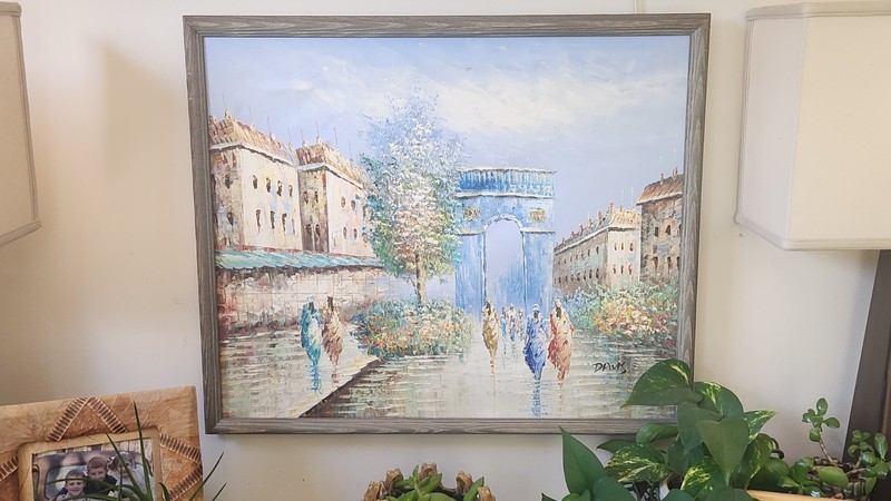 20 x 24 Framed PARIS STREET Impressionist Oil Painting Signed Stretched Canvas gallery