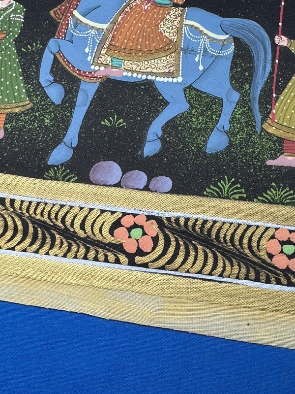 Vintage Indian Minature Painting ~ Hunting Scene? Maharaja/Nobleman on Horseback gallery