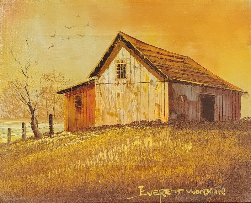 Everett Woodson Original Signed Oil Painting Vintage Country Home Listed Artist
