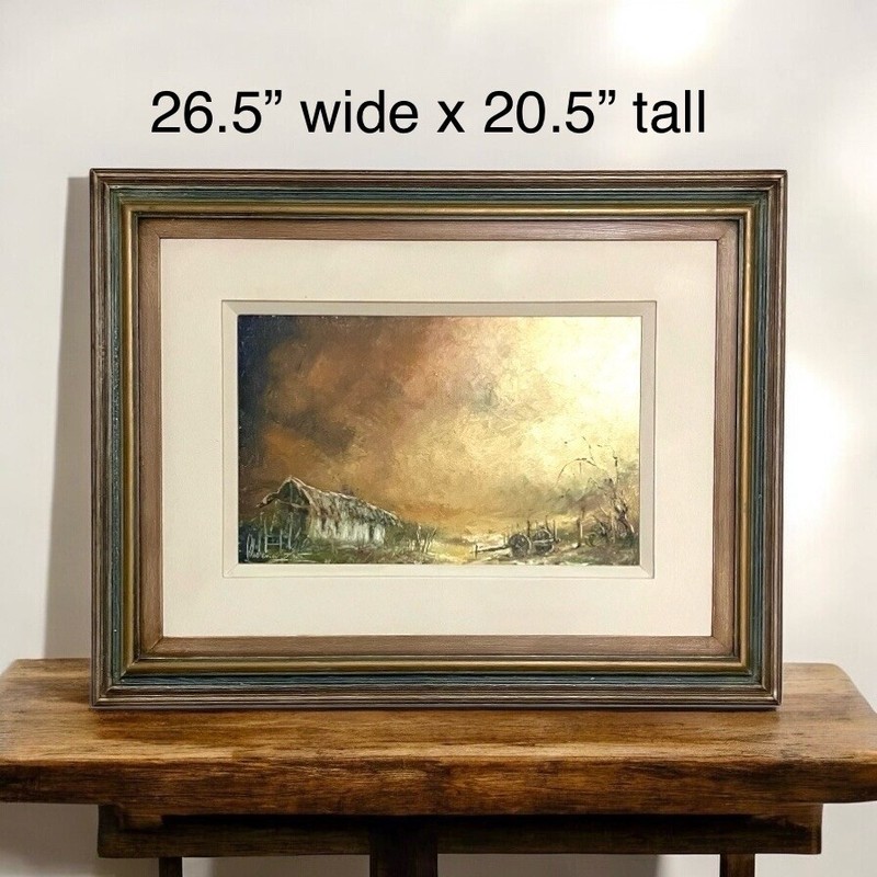 Oliveira Leite Sky & Landscape Brazilian Impressionist Framed Oil Painting 1978