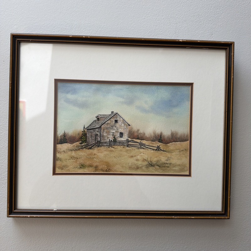 Ruth Mudge Original Painting In Watercolor Rural Homestead Canadian Landscape