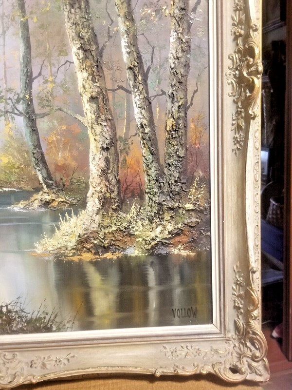 BEAUTIFUL Lg WOODLAND LANDSCAPE O/C TEXTURED PAINTING 3D VON VALLOW AMAZING WORK gallery