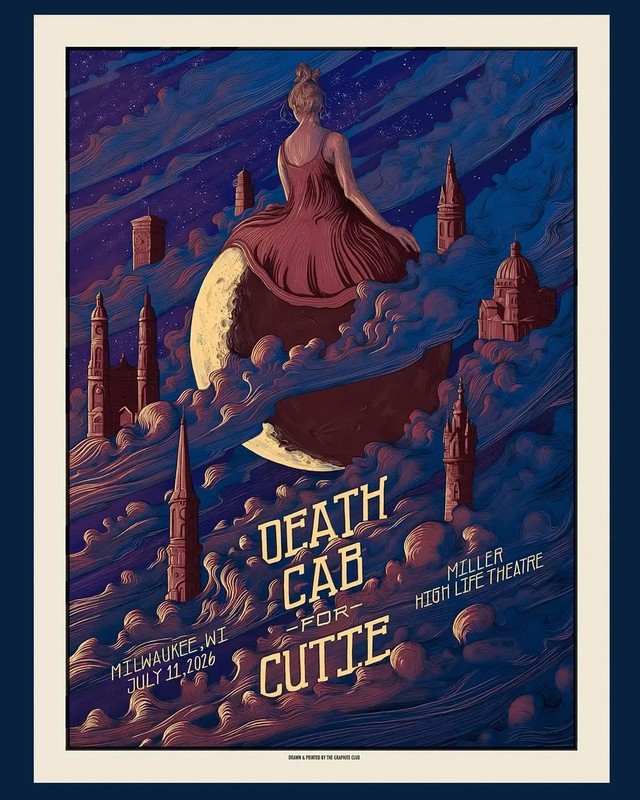 Death Cab For Cutie Milwaukee WI Concert Poster 2026 Miller High Life Theatre