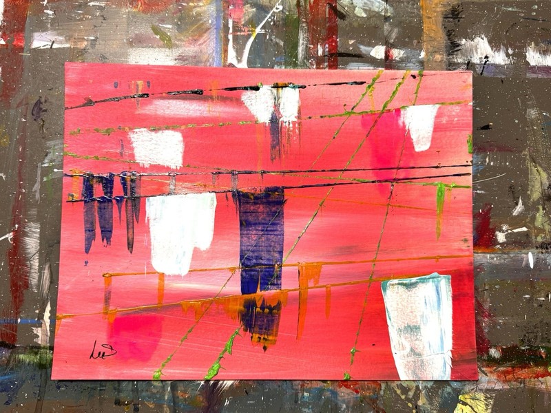 Original Abstract Expressionism 9X12 Paper Acrylic Handmade Signed 14 gallery