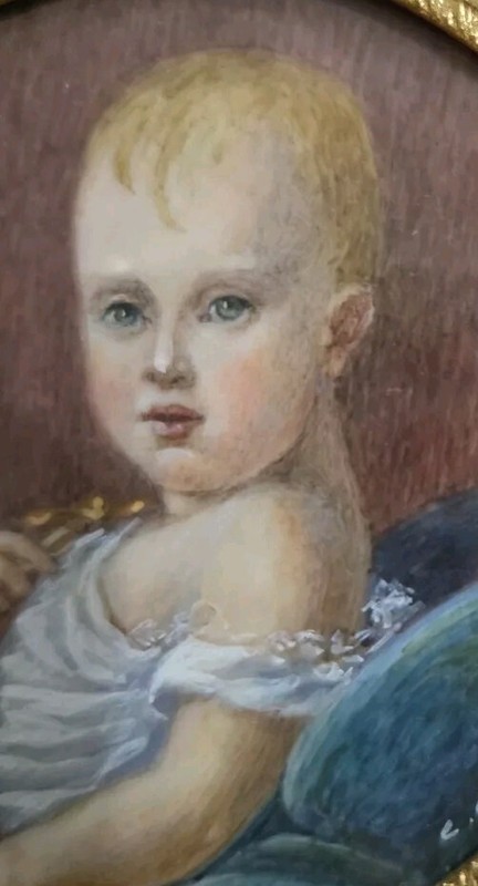 VTG Miniature Portrait of BABY NEPOLEON BONAPARTE II EMPEROR OF FRANCE Signed gallery