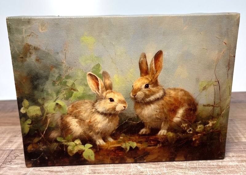 Bunnies Oil Painting Printed On Canvas-Rabbit Art Prints Home Decor