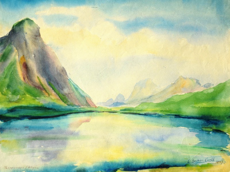 Ewald Becker-Carus 1902-1995 Hamburg/watercolor 1947 Rappensee Oberstdorf Allgäu