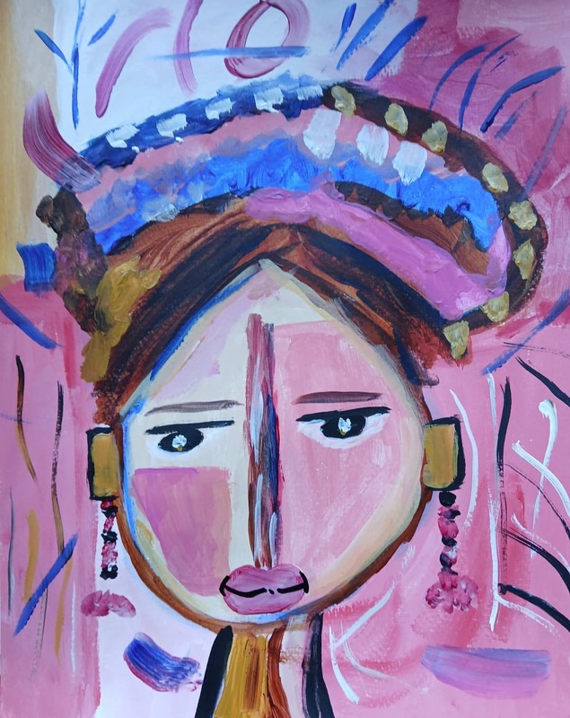 Abstract/Expressionism 11×14 Cubic Woman Colorful HandMade Street Art Painting
