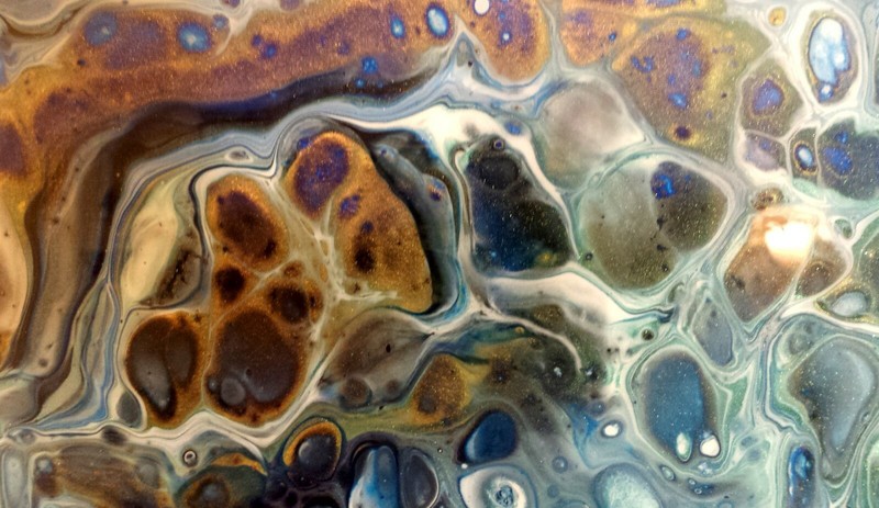 FLUID ACRYLIC POUR ABSTRACT PAINTING - ORIGINAL ART 8 x 10 Inch Cradled Wood gallery