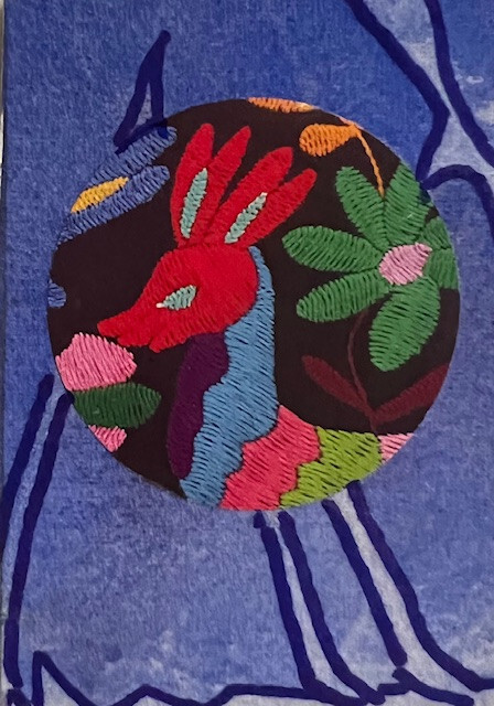 aceo OOAK original trading card collage by MaryAnn Lucas donkey abstract