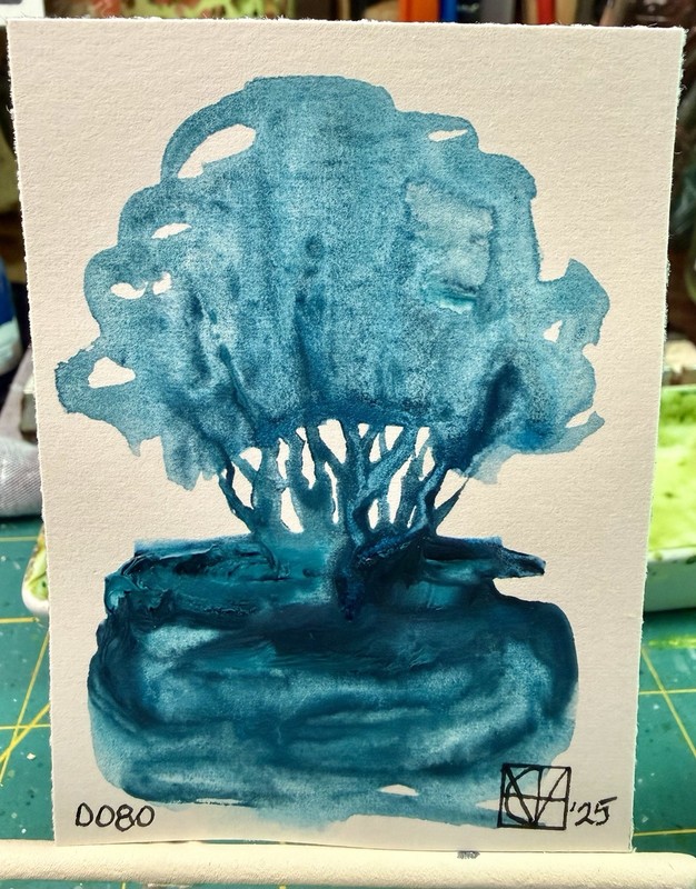 ACEO Painting by M. Hackney Tree Watercolor, Signed Original, 2.5x3.5" no. 0080 gallery