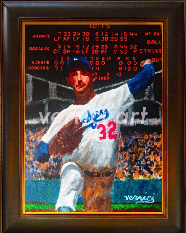 Sandy Koufax Painting No Hitter Los Angeles Dodgers Original Art Painting 16×20