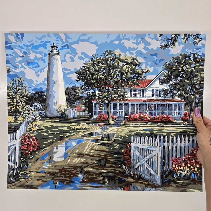 Ocracoke Lighthouse Finished Acrylic Painting Paint By Number 20x16 Landmark gallery